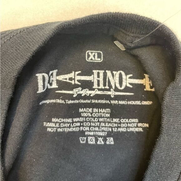 Death Note Light Yagami Graphic T-shirt Men XL Black Anime Short Sleeve - Picture 4 of 5